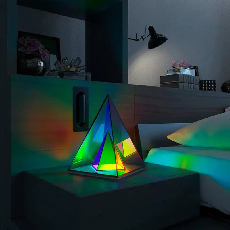 3D Pyramid Bedroom Decoration RGB Atmosphere Night Light